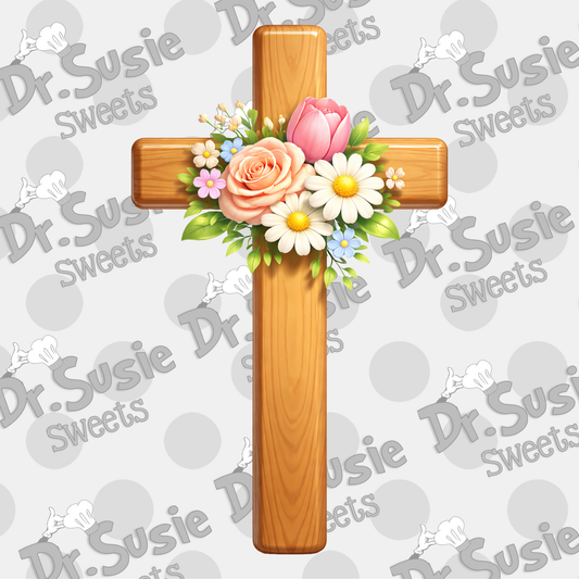Floral Cross-Edible Printer Digital Image