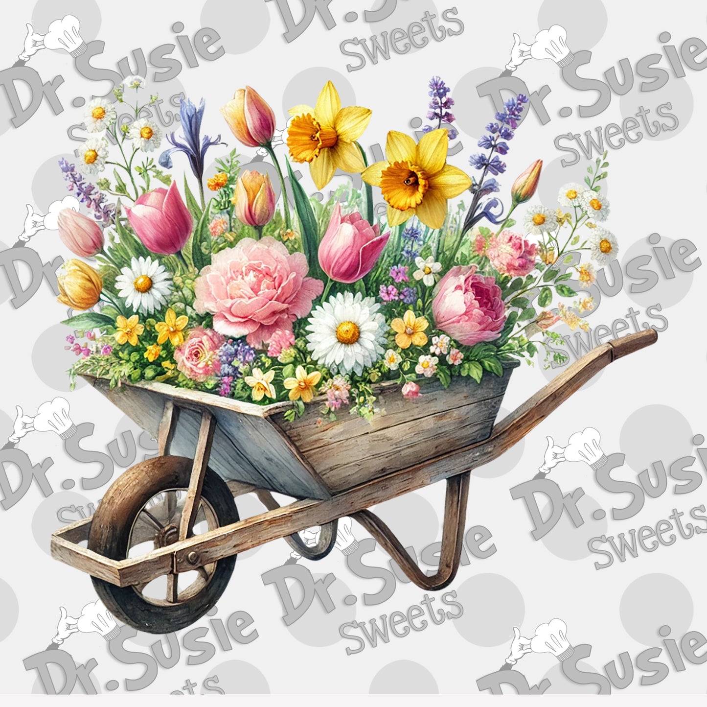 Floral Wheelbarrow-Edible Printer Digital Image