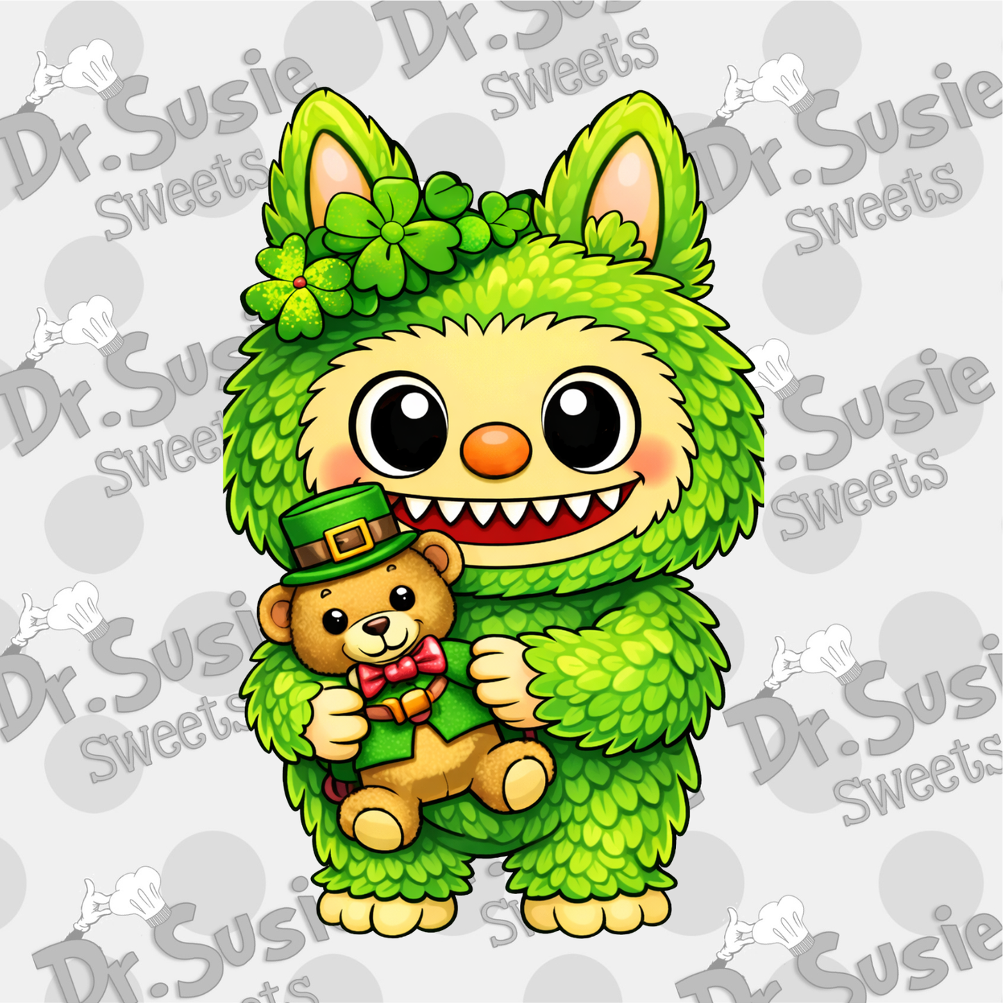 St Patrick Fuzzy Monsters-Edible Printer Digital Image