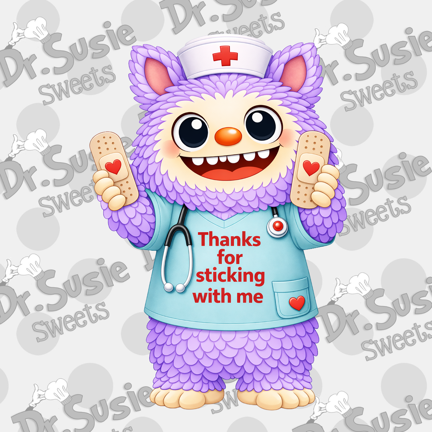 Fuzzy Monster Nurse-Edible Printer Digital Image