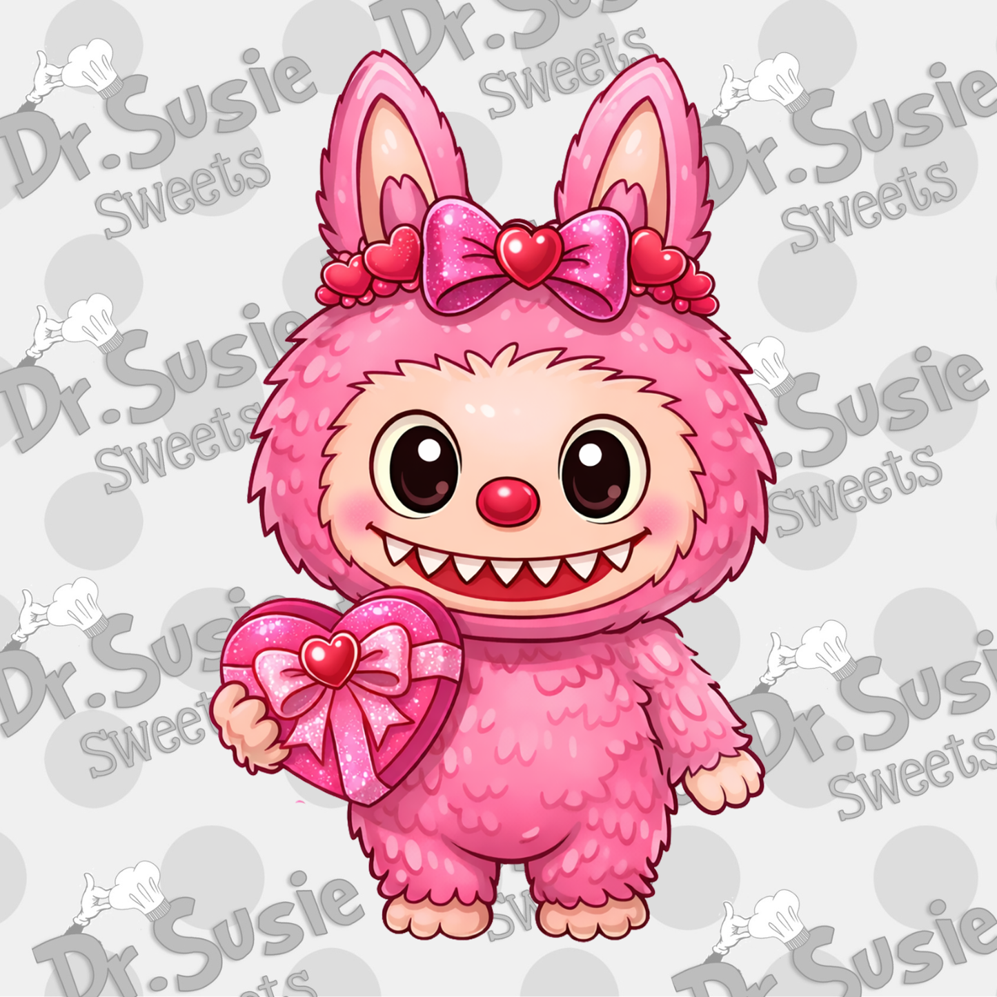 Valentine Fuzzy Monster Valentine Set-STL
