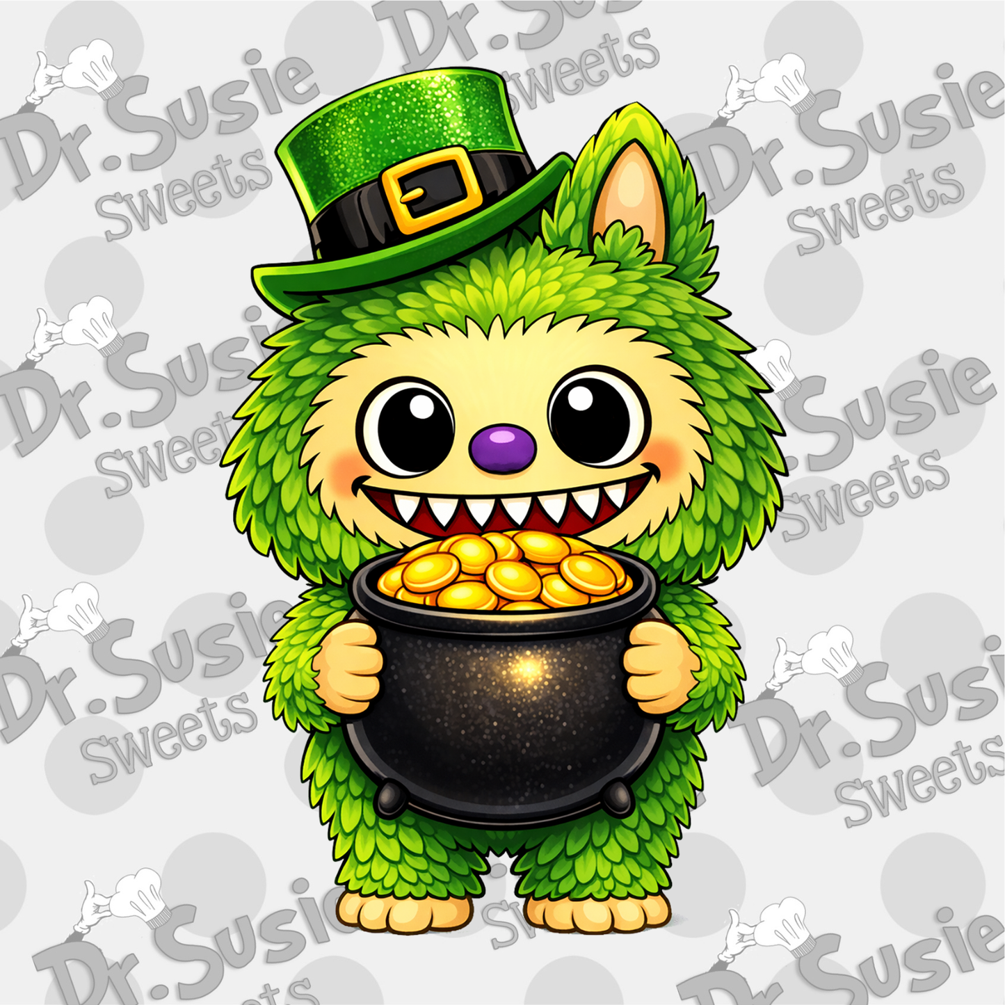St Patrick Fuzzy Monsters-Edible Printer Digital Image