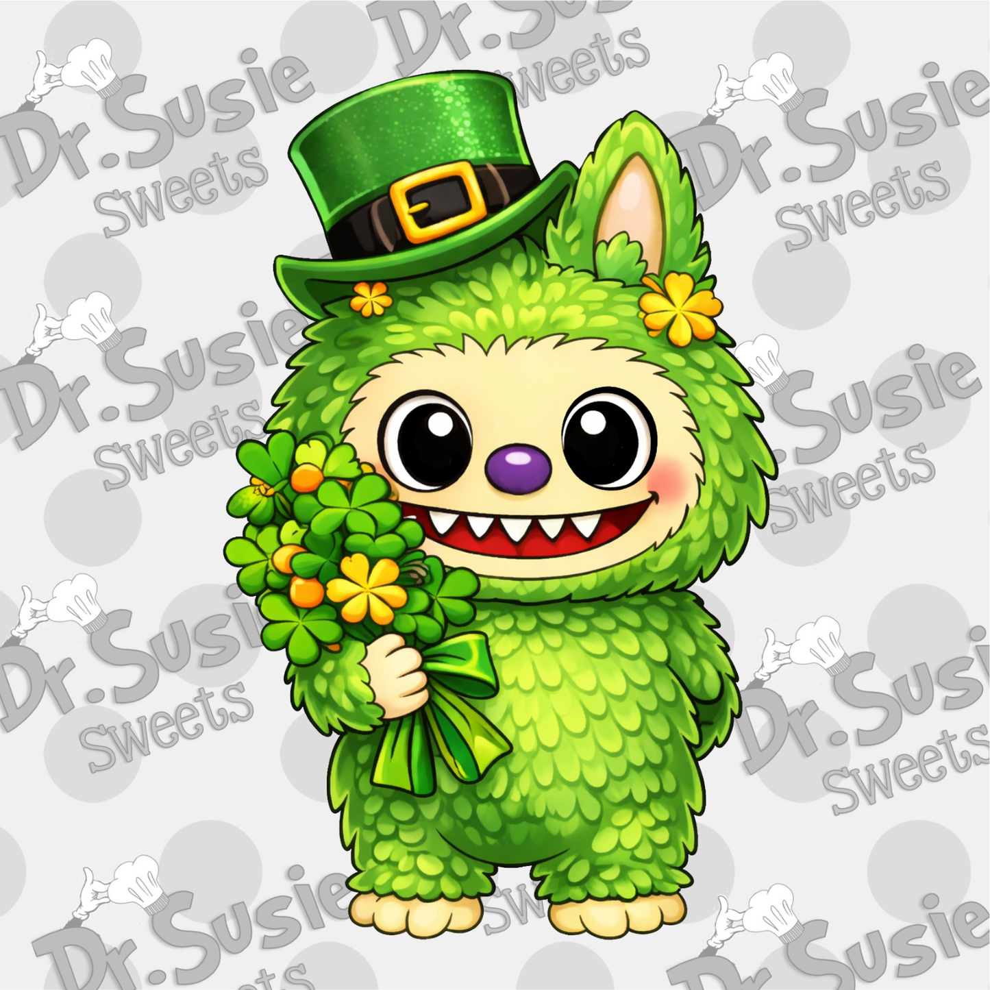 St Patrick Fuzzy Monsters-Edible Printer Digital Image