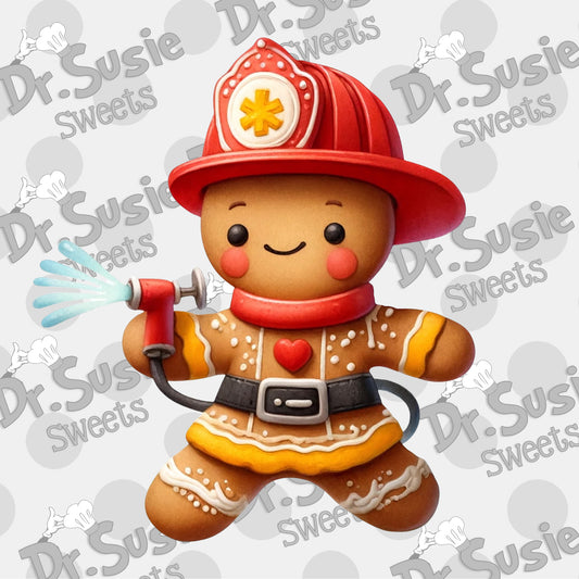Gingerbread Firefighter-Edible Printer Digital Image