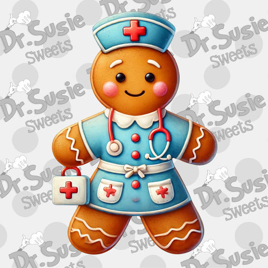 Gingerbread Nurse-Edible Printer Digital Image