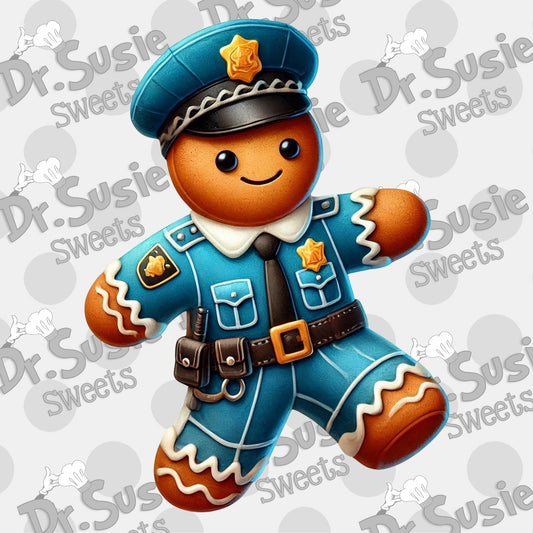 Gingerbread Police Officer-Edible Printer Digital Image
