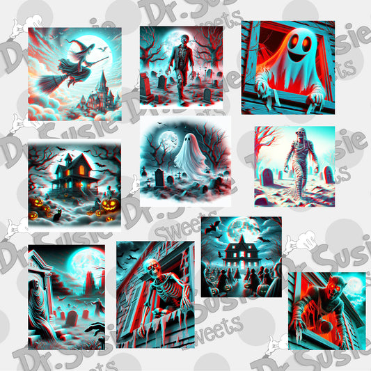 Halloween Set 1-Anaglyph Image Set-Edible Printer Digital Image