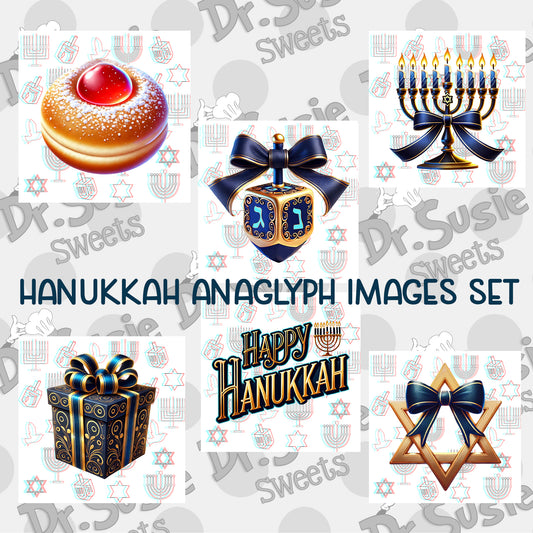 Hanukkah-Anaglyph Image Set-Edible Printer Digital Image