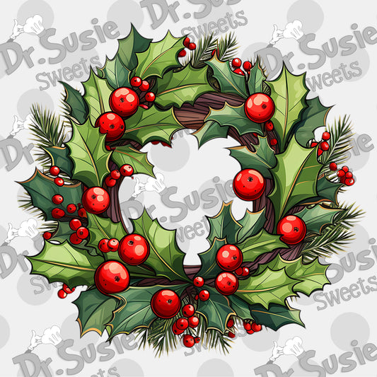 Holly Wreath-Edible Printer Digital Image