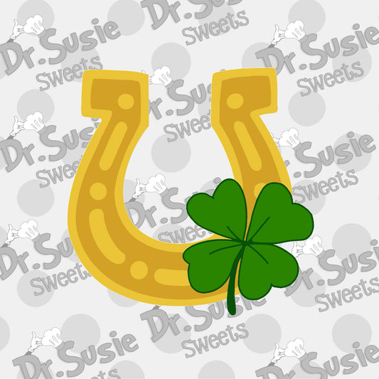 Horseshoe With Shamrock-Edible Printer Digital Image