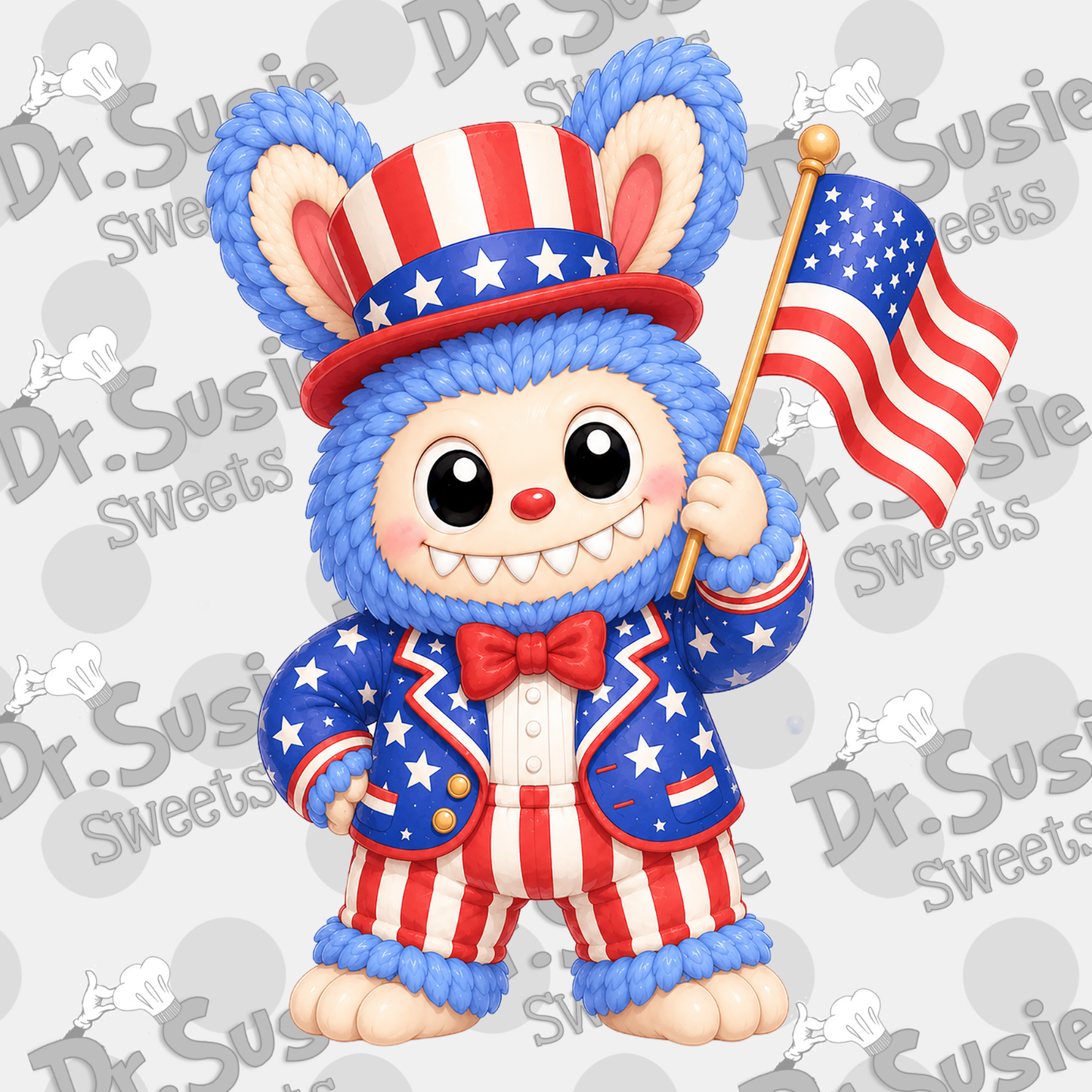 Patriotic Fuzzy Monsters-Edible Printer Digital Image