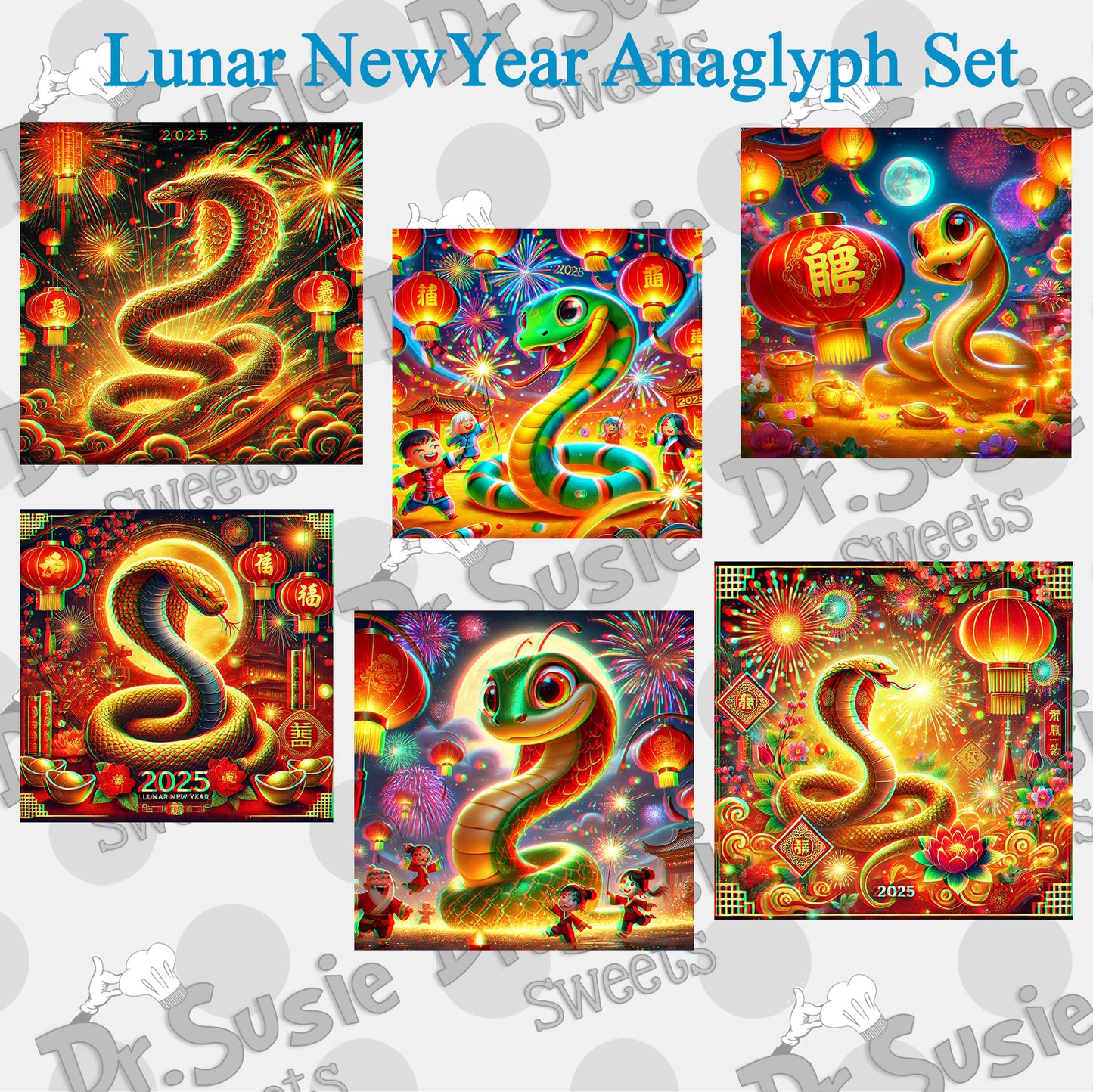 Lunar New Year-Anaglyph Image Set-Edible Printer Digital Image