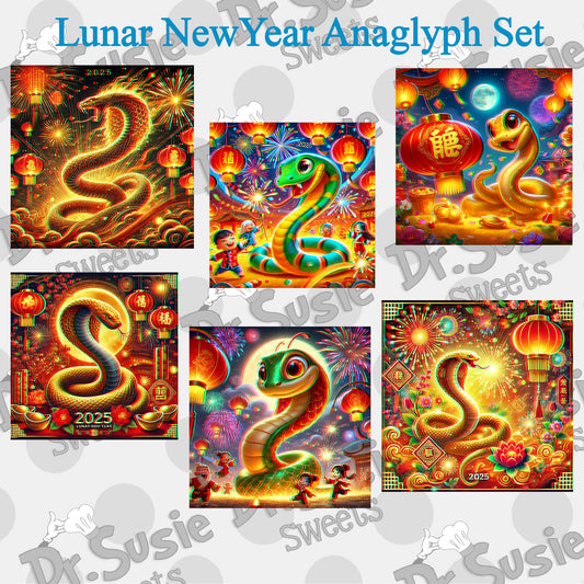 Lunar New Year-Anaglyph Image Set-Edible Printer Digital Image