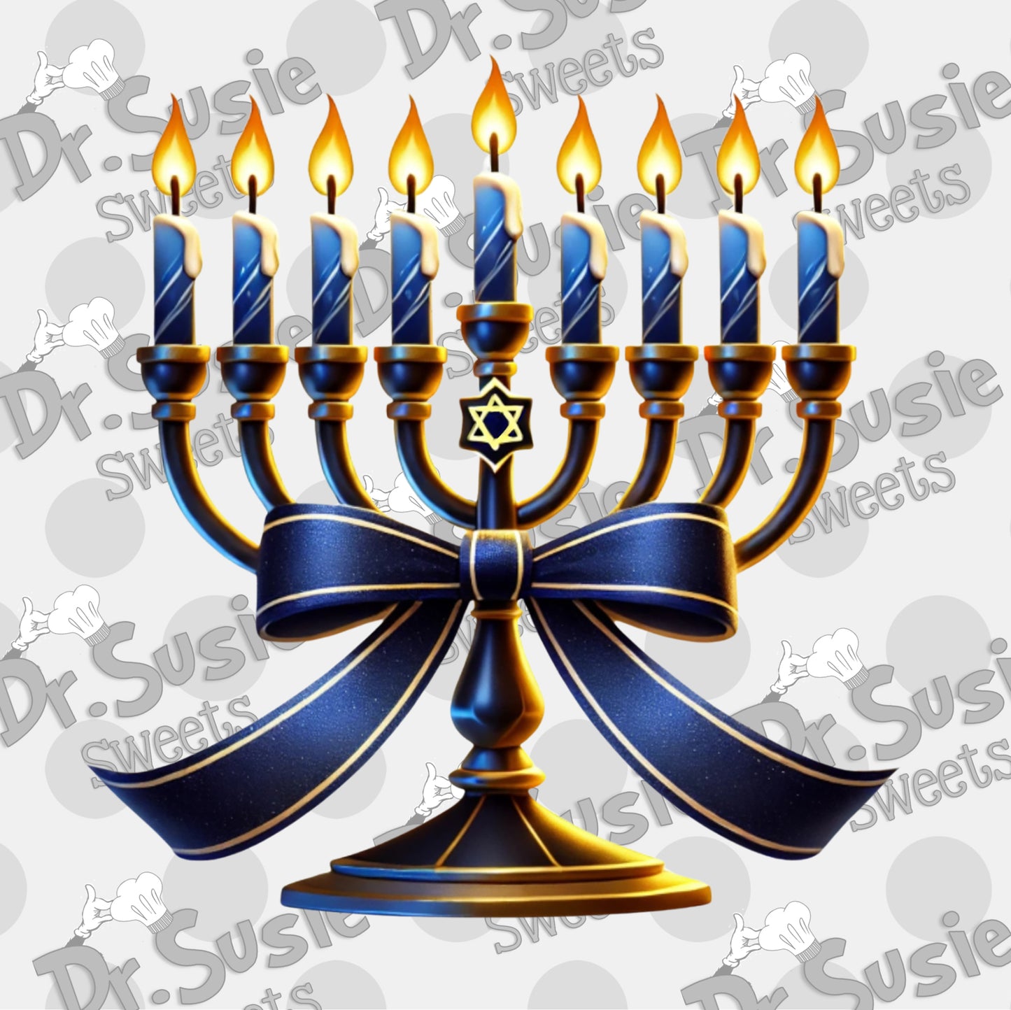 Menorah with Ribbon-Edible Printer Digital Image
