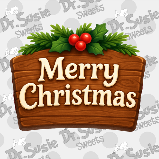 Merry Christmas Plaque-Edible Printer Digital Image