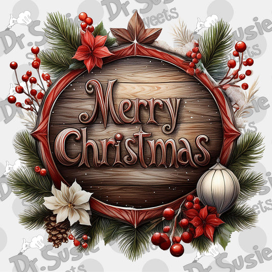Merry Christmas Wood Sign-Edible Printer Digital Image