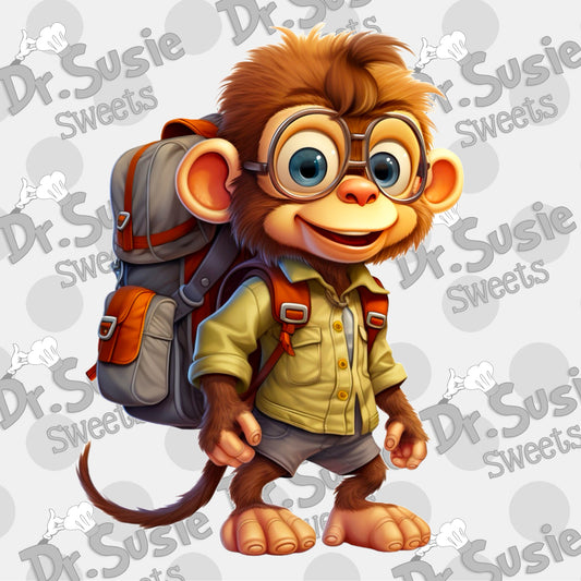 Monkey with Backpack-Edible Printer Digital Image