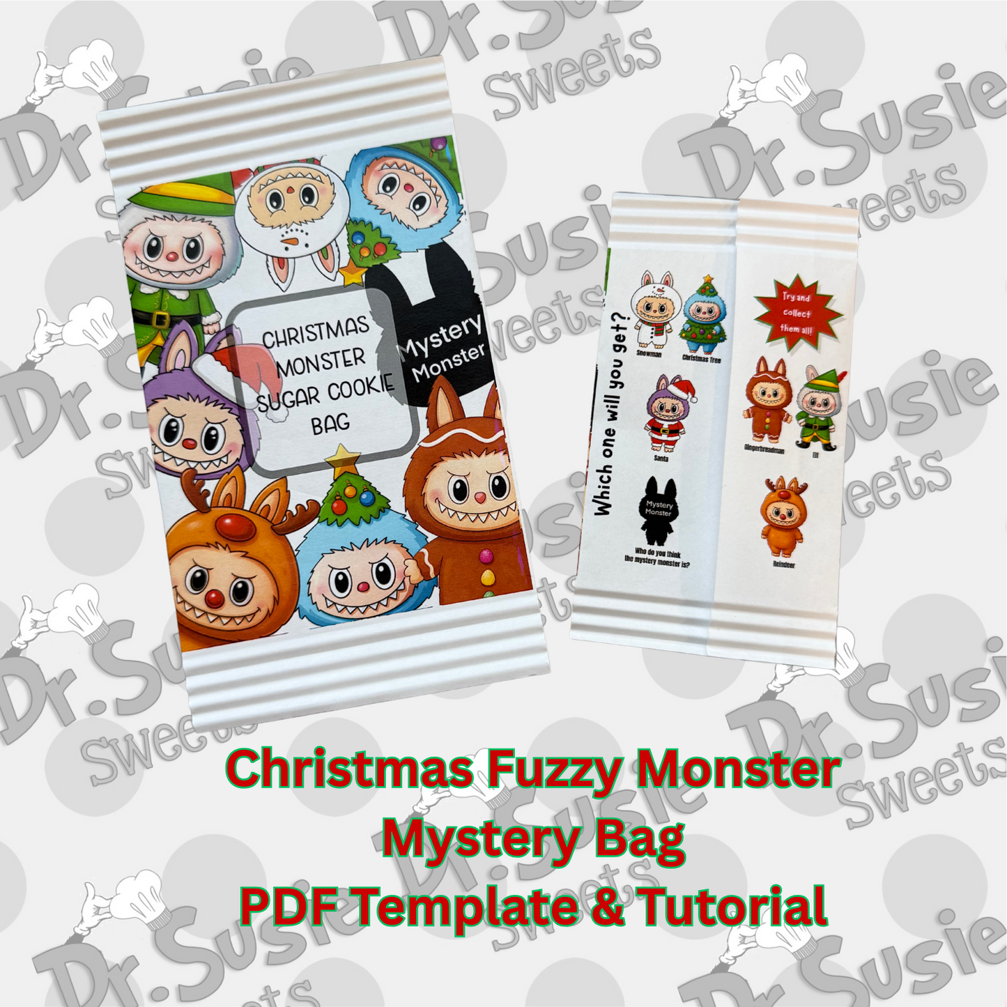 Christmas Fuzzy Monsters-Mystery Bag-PDF Template and Tutorial