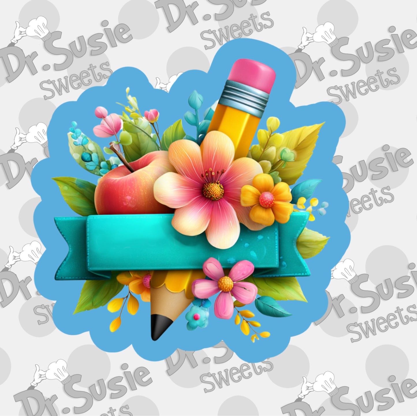 Pencil Apple Flower Plaque-STL