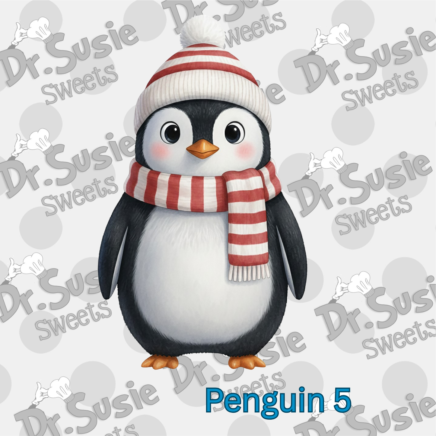 Six Winter Penguins-Edible Printer Digital Image