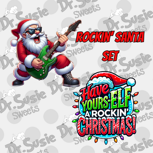 Rockin Santa Set-Edible Printer Digital Image