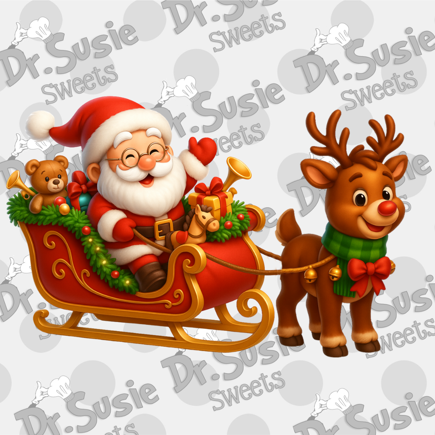 Santa on Sleigh-Edible Printer Digital Image