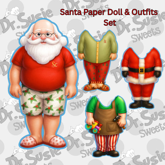 Paper Doll Santa Set-Edible Printer Digital Image