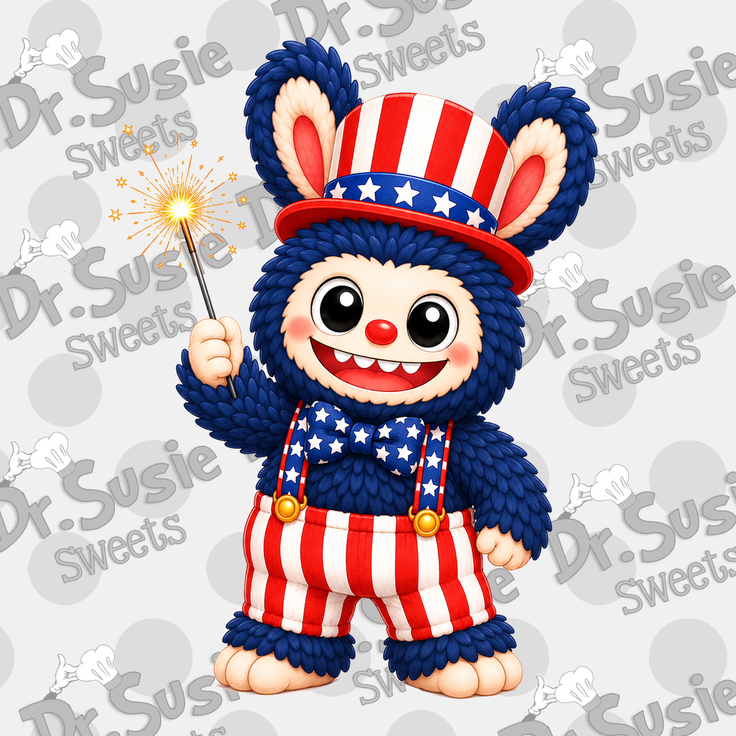 Patriotic Fuzzy Monsters-Edible Printer Digital Image