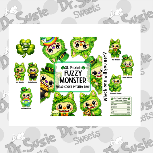 St Patrick Fuzzy Monsters-Mystery Bag-PDF Template and Tutorial