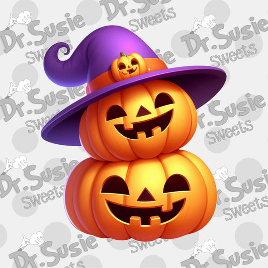 Stacked Jack-O-Lanterns-Edible Printer Digital Image