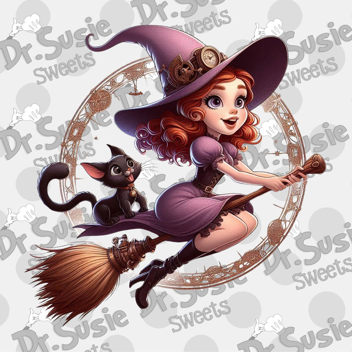 Steampunk Witch-Edible Printer Digital Image