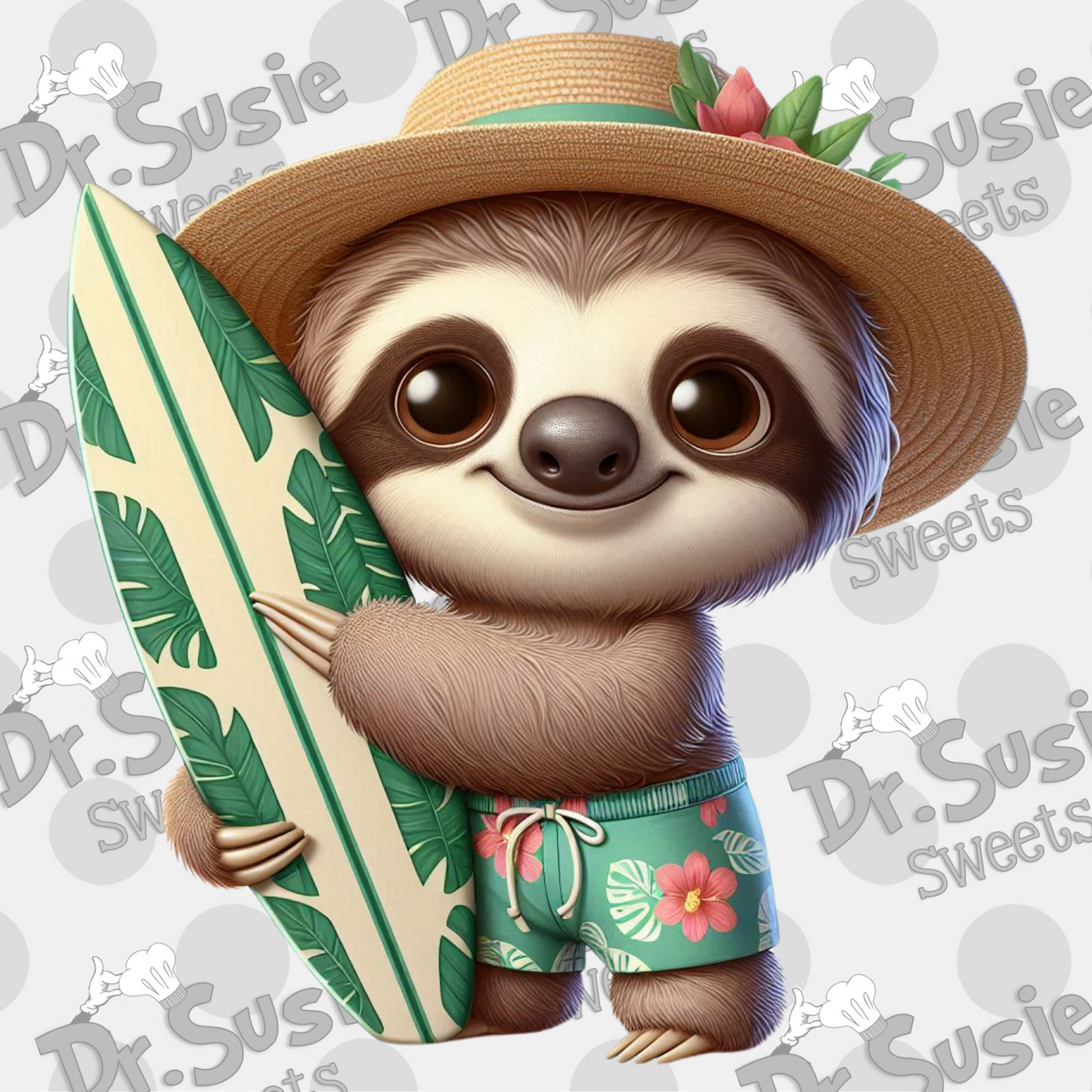 Surf Sloth-Edible Printer Digital Image