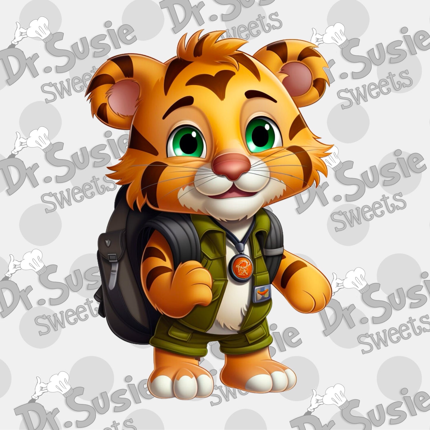 Tiger with Backpack-Edible Printer Digital Image