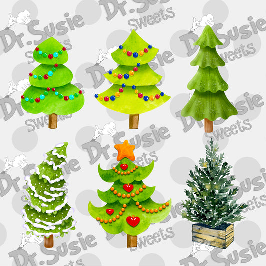 Christmas Tree 1-6 Set-Edible Printer Digital Image
