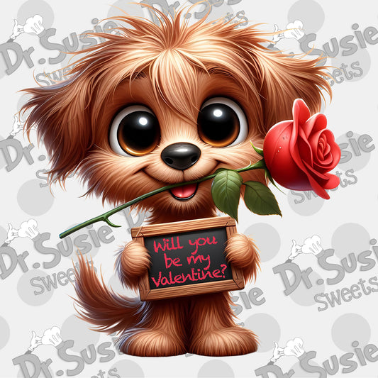 Will You Be My Valentine Dog-Edible Printer Digital Image