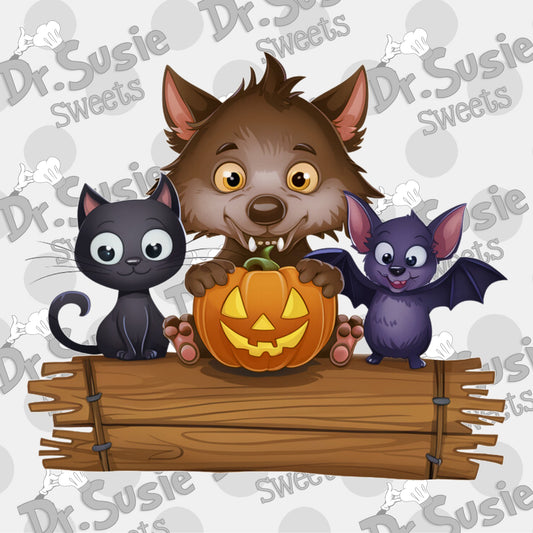 Werewolf-Cat-Bat Plaque-Edible Printer Digital Image