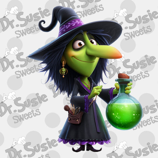 Witch with Potion-Edible Printer Digital Image